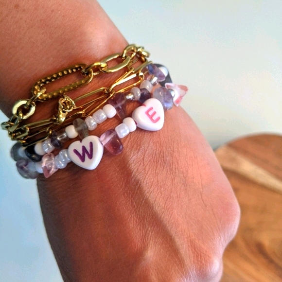 Set of 2 bracelets. Natural stone & acyclic beads - Picture 5 of 9